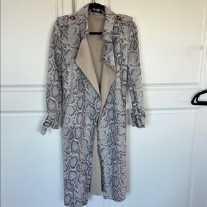 Elegant Snake Print Trench Coat